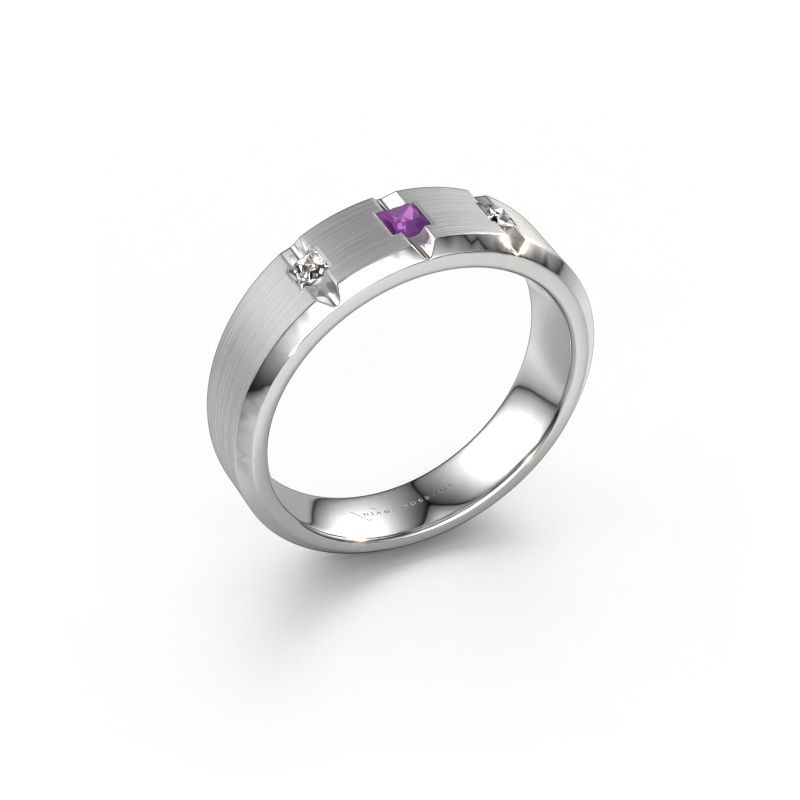 Men's ring Justin 585 white gold amethyst 2.5 mm