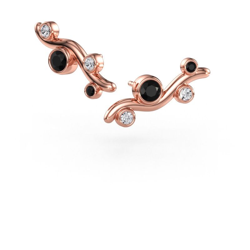 Clous d'oreilles Jin 585 or rose diamant noir 0.892 crt