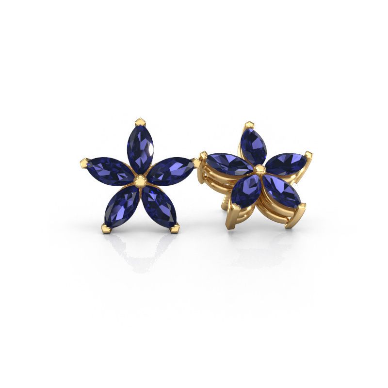 Oorstekers Sylvana 585 goud saffier 5x2.5 mm