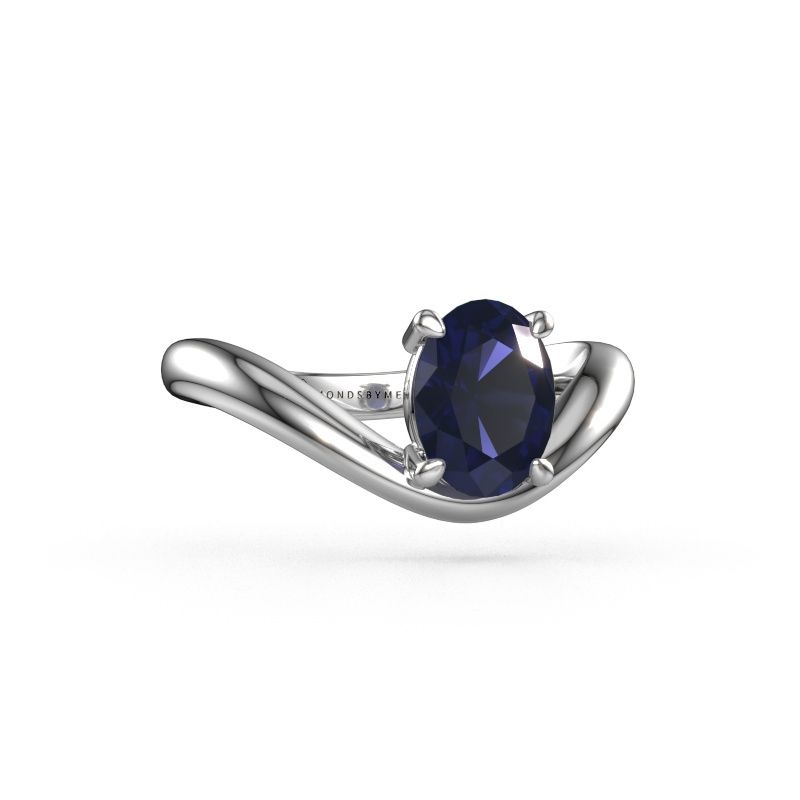 Engagement ring Femke OVL 950 platinum sapphire 8x6 mm