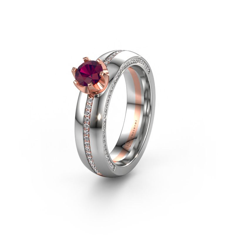 Huwelijksring WH0416L25E 585 rosé goud rhodoliet ±5x2.6 mm