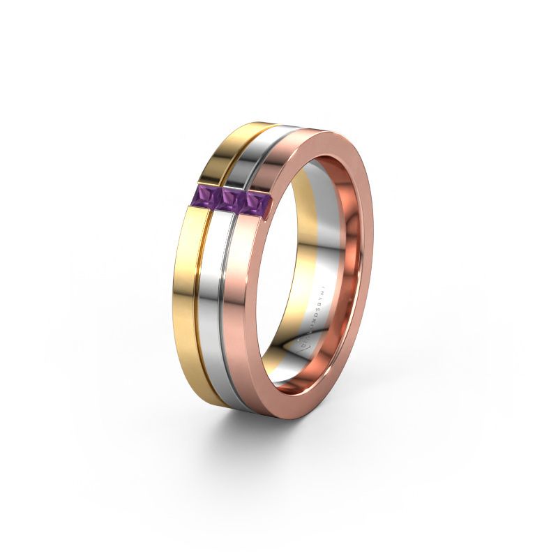 Trouwring WH0428L16BP 585 rosé goud amethist ±6x2 mm