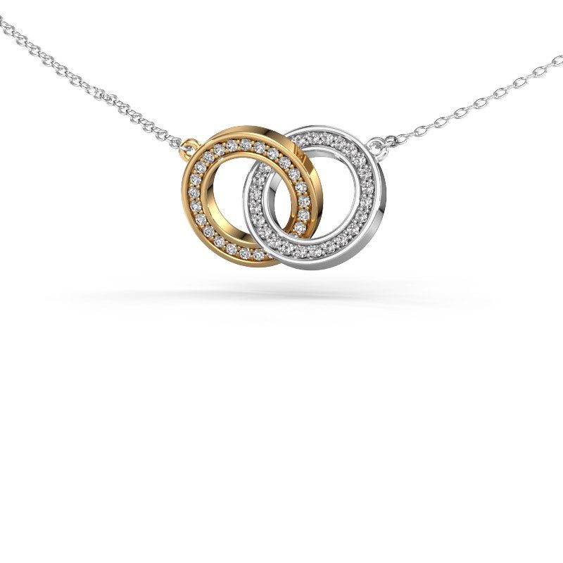 Necklace Circles 2 585 gold zirconia 1 mm