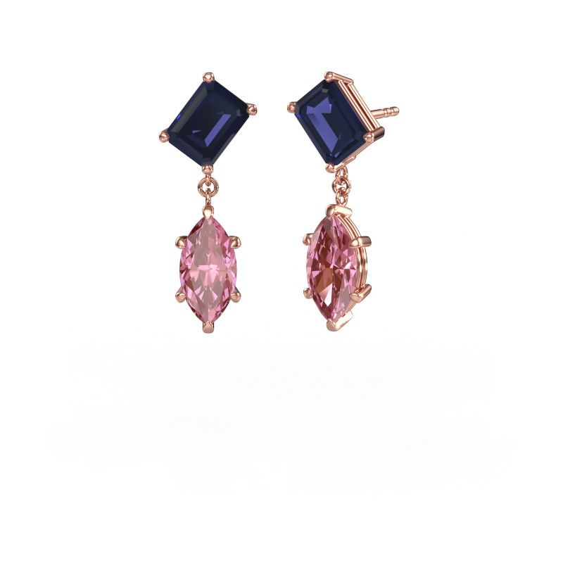 Drop earrings Toi et Moi EME MRQ 585 rose gold sapphire 8x6 mm