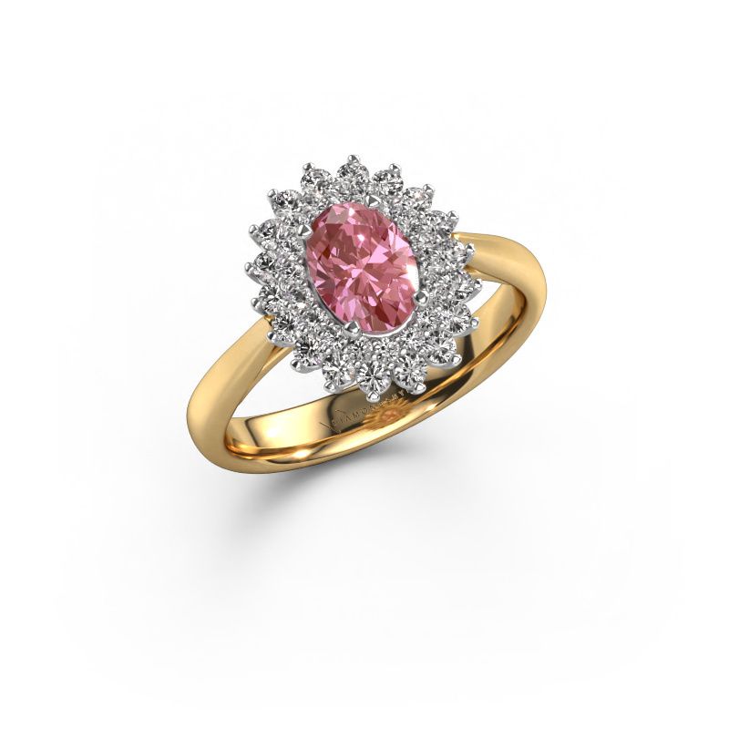 Engagement ring Alina 1 585 gold pink lab grown diamond 7x5 mm