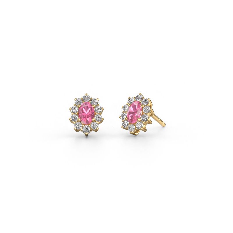 Earrings Leesa 585 gold pink sapphire 6x4 mm