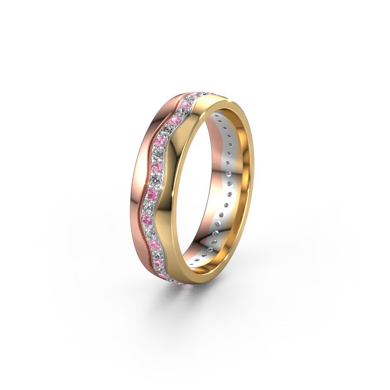 Wedding ring WH0803L25AP 585 rose gold pink sapphire ±5x1.7 mm