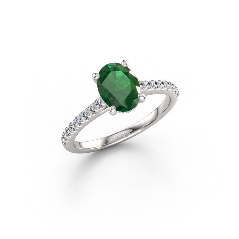 Engagement ring Sophie OVL 585 white gold emerald 8x6 mm