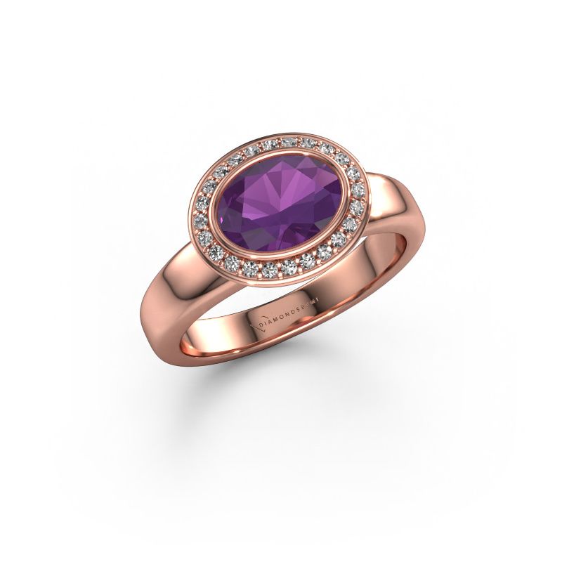 Ring Salena 585 rosé goud amethist 8x6 mm