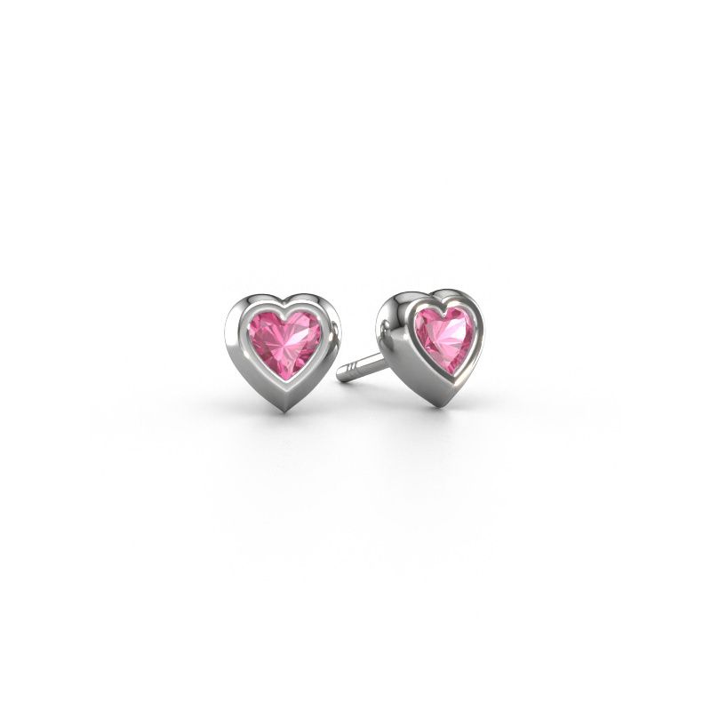 Stud earrings Charlotte 585 white gold pink sapphire 4 mm