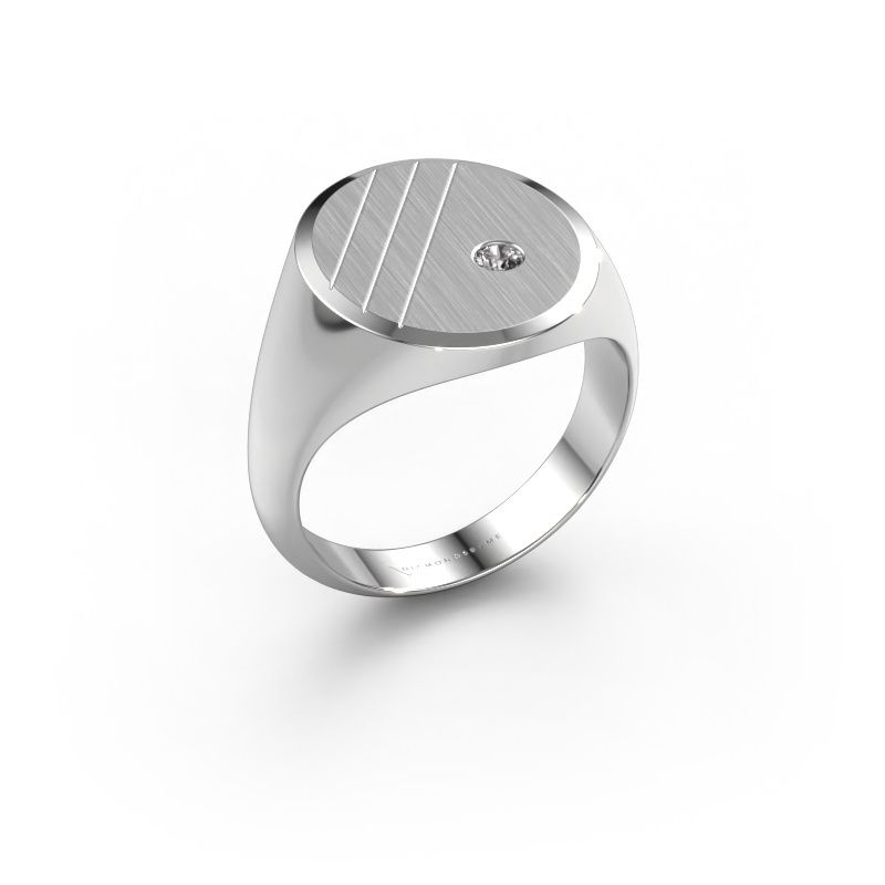 Chevalière Wesley 5 950 platine diamant 0.06 crt