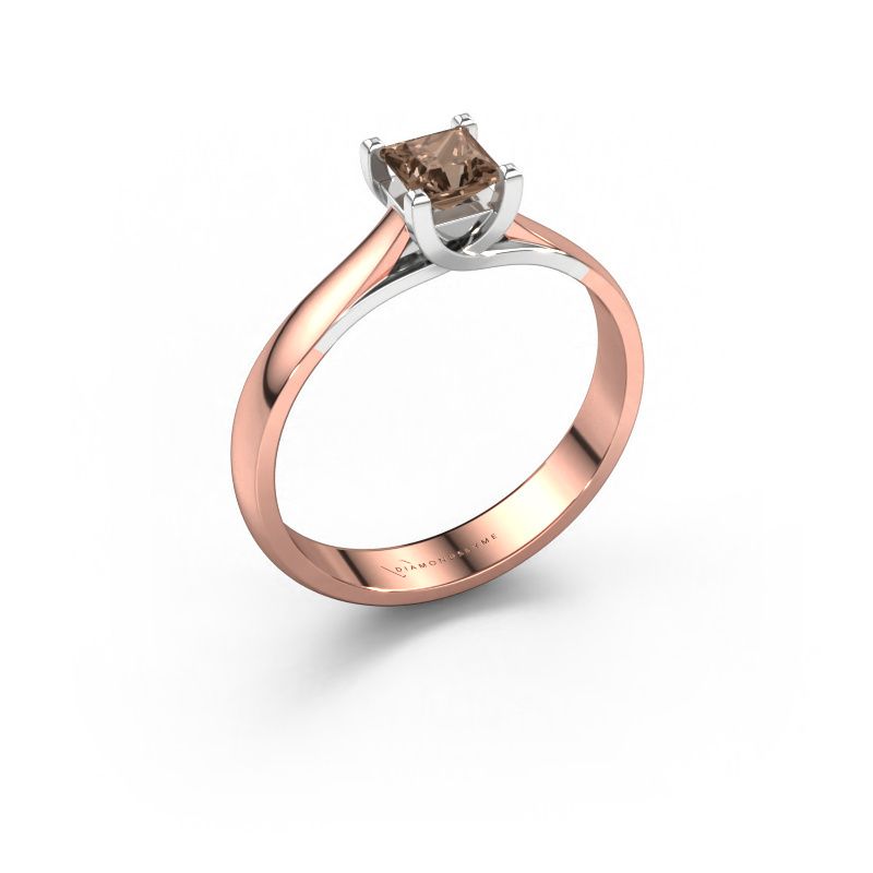 Bague de fiançailles Mia Square 585 or rose diamant brun 0.40 crt