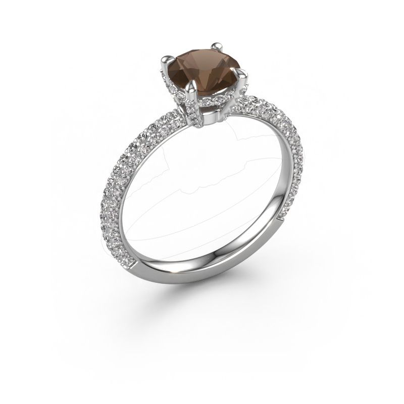 Engagement ring Saskia RND 2 585 white gold smokey quartz 7 mm
