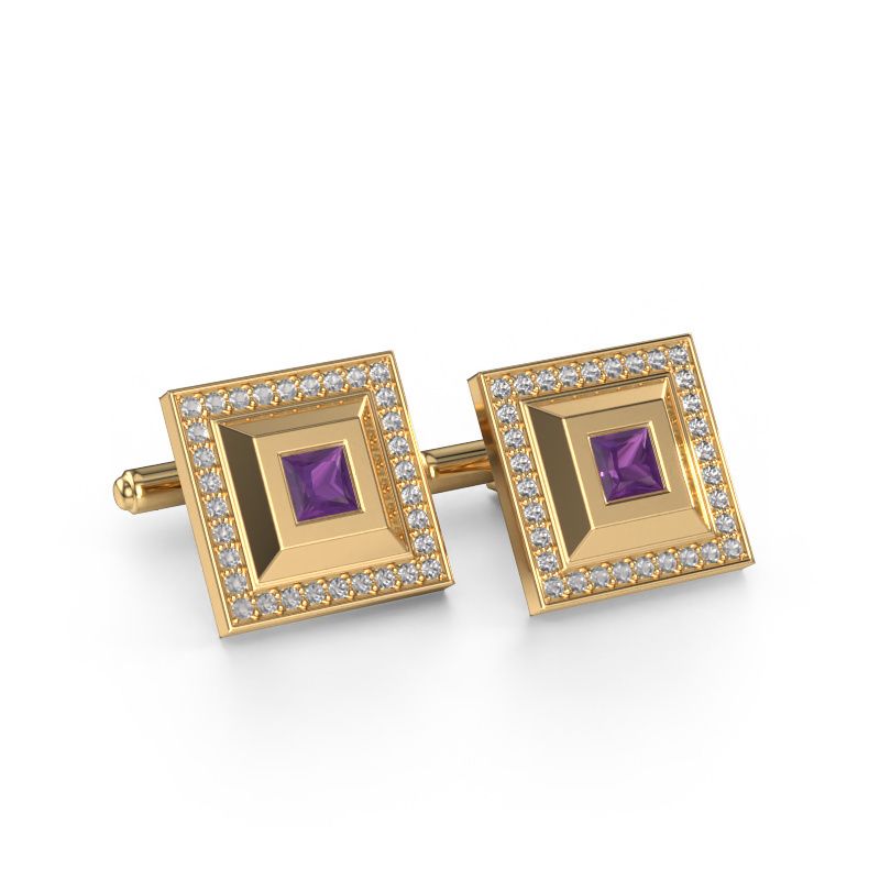Cufflinks Joris 585 gold amethyst 4 mm