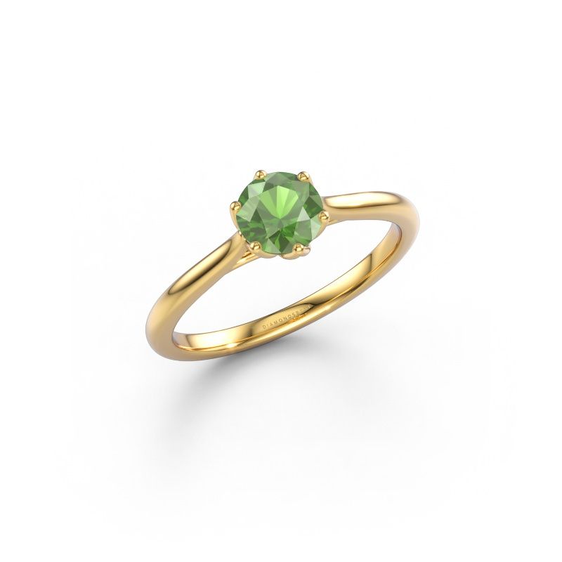 Verlobungsring Winona RND 585 Gold Turmalin grün 5 mm