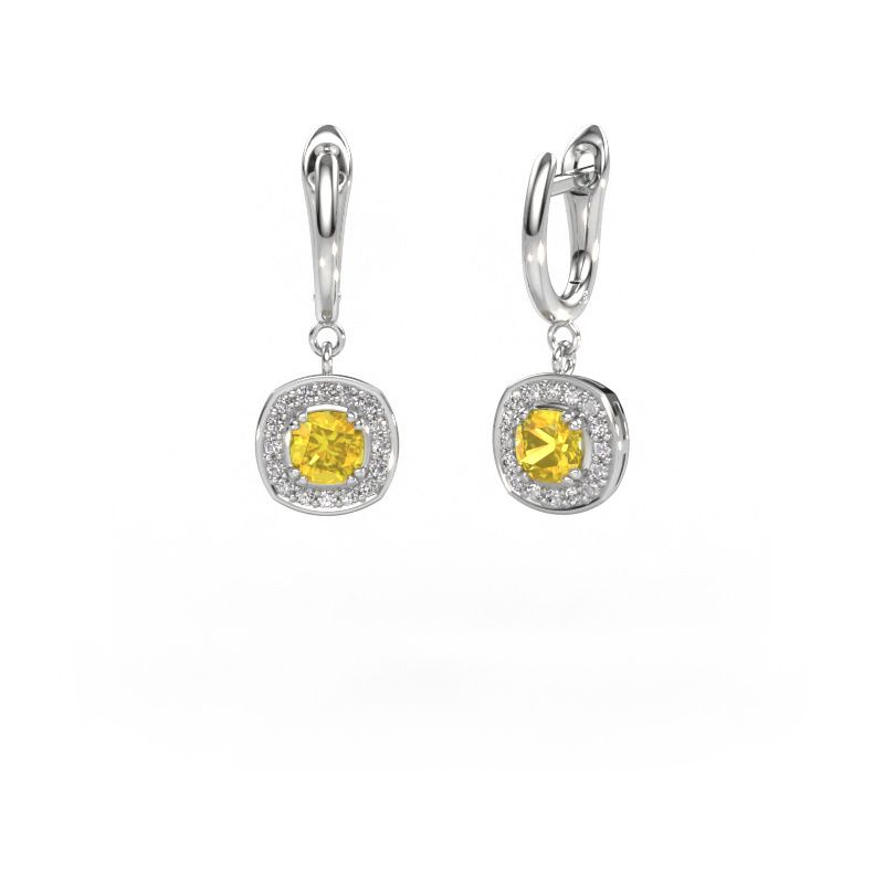 Pendants d'oreilles Marlotte 1 585 or blanc saphir jaune 5 mm