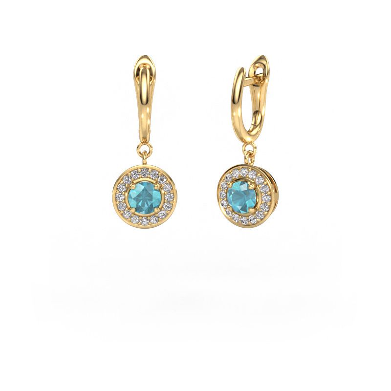 Drop earrings Ninette 1 585 gold blue topaz 5 mm