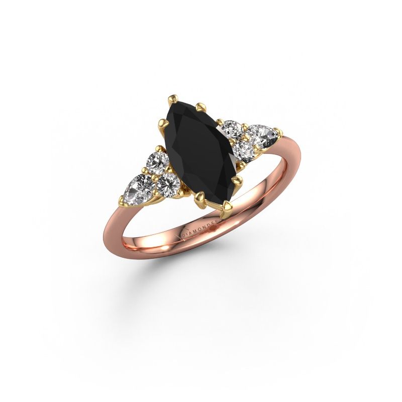 Bague de fiançailles Melani MRQ 585 or rose diamant noir 2.04 crt