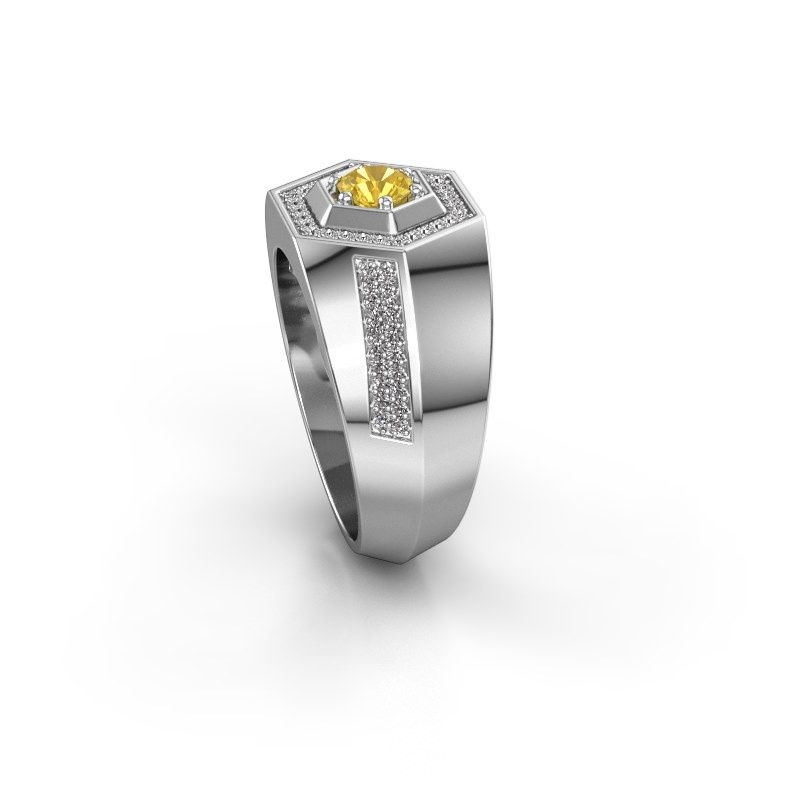 Image of Men's ring sjoerd<br/>585 white gold<br/>Yellow sapphire 4.7 mm