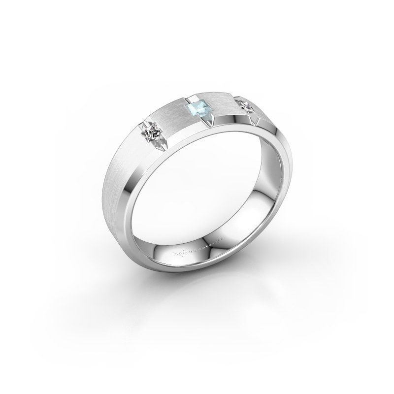 Image of Men's ring justin<br/>950 platinum<br/>Aquamarine 2.5 mm