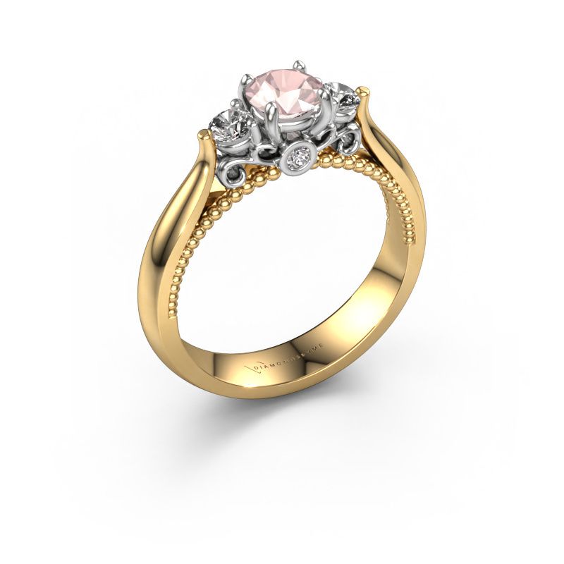 Engagement ring Tiffani 585 gold morganite champagne 5 mm