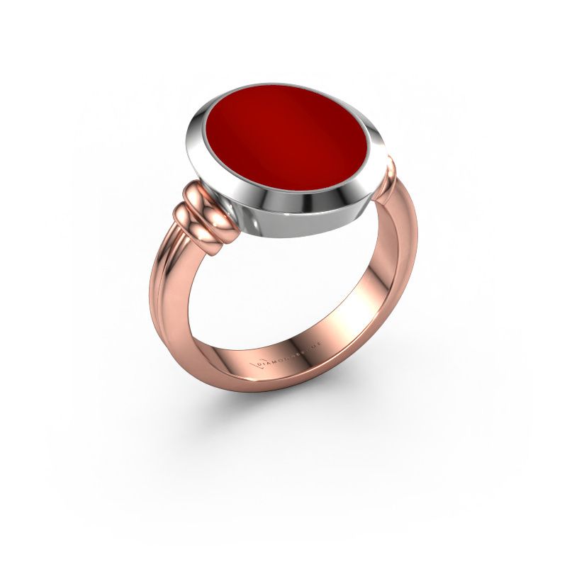 Chevalière Jake 3 585 or rose cornaline 15x12 mm