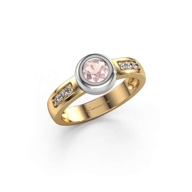 Ring Charlotte Round 585 gold morganite champagne 4.7 mm