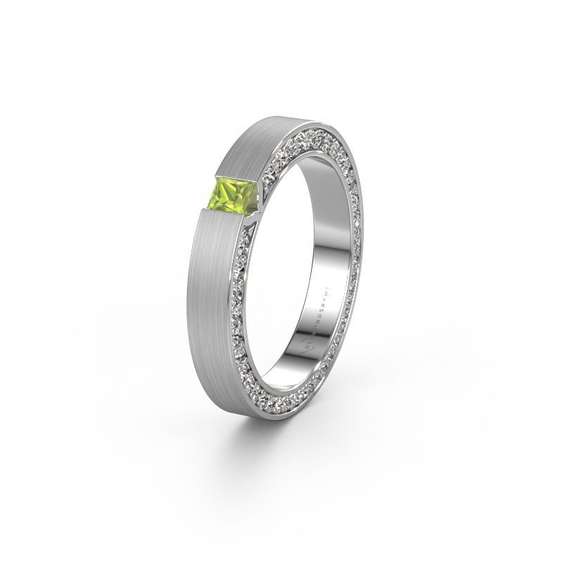 Wedding ring WH2140L14B 585 white gold peridot ±3,5x2 mm