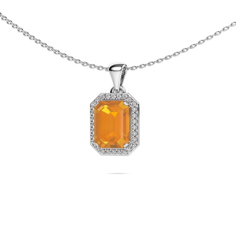 Hanger Dodie 585 witgoud citrien 8x6 mm