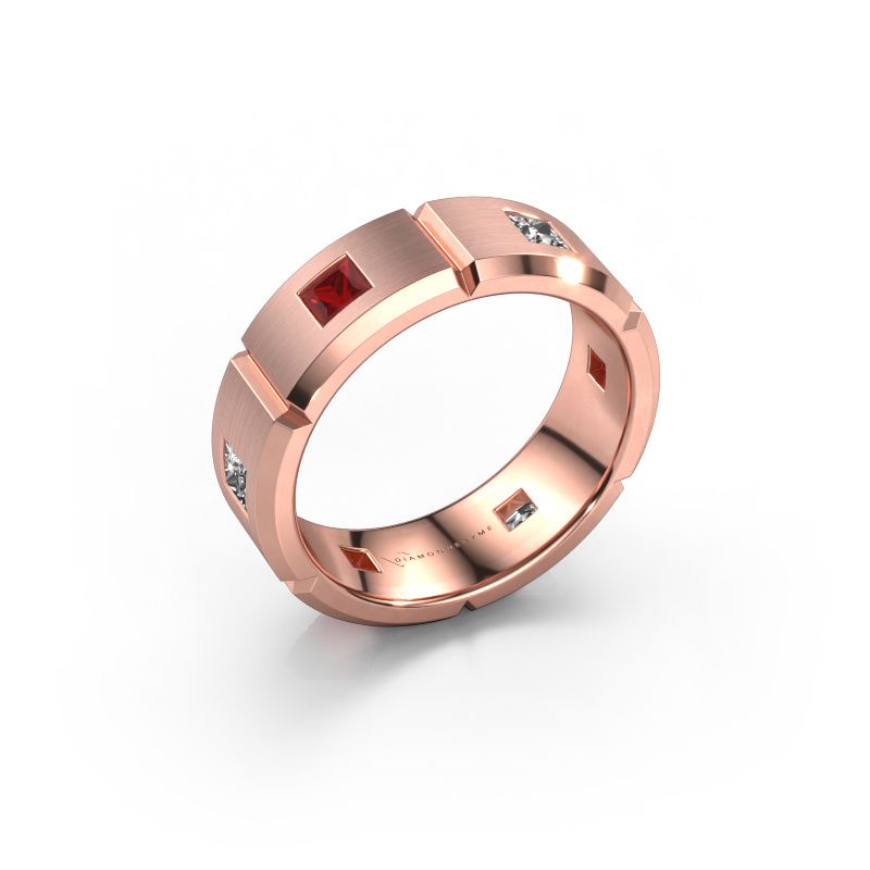 Heren ring Steve 585 rosé goud robijn 3 mm