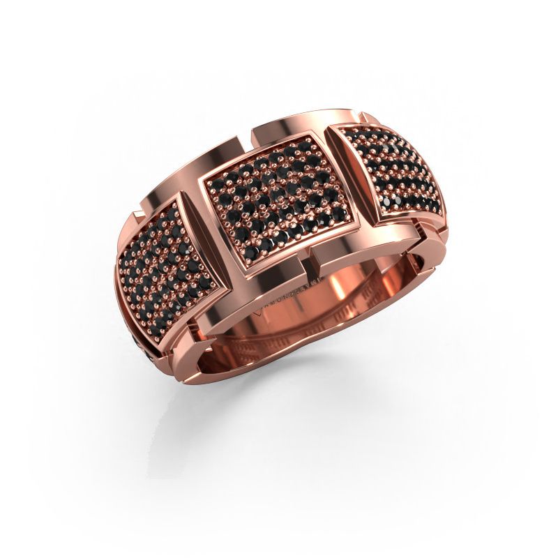 Ring Laura 585 rosé goud zwarte diamant 0.90 crt