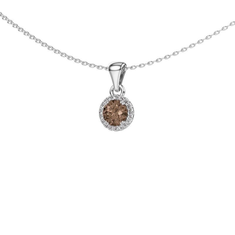 Pendentif Seline rnd 585 or blanc diamant brun 0.48 crt