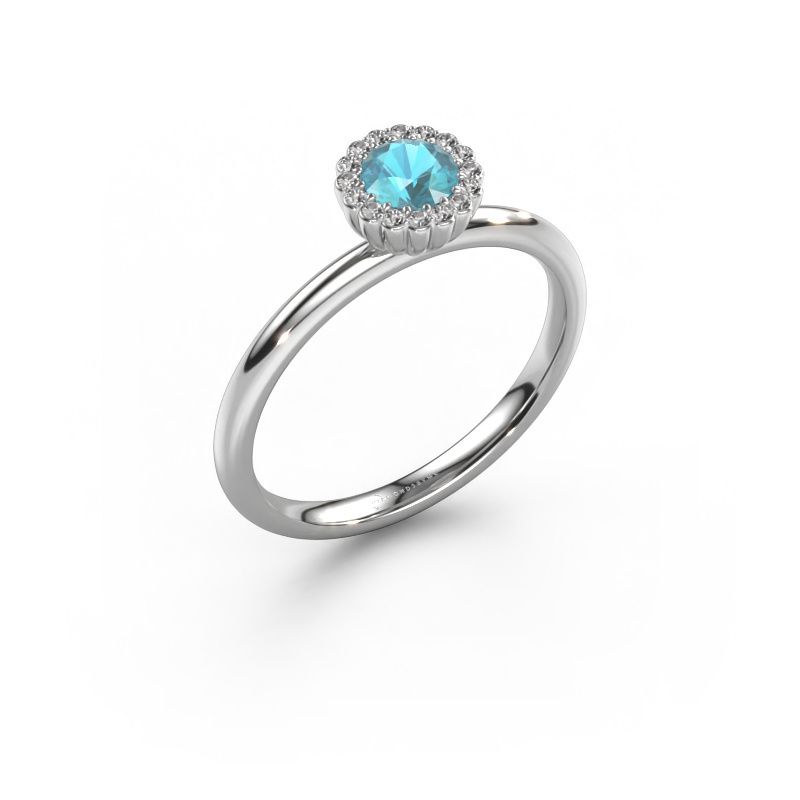 Verlobungsring Queen 950 Platin Blau Topas 4.2 mm