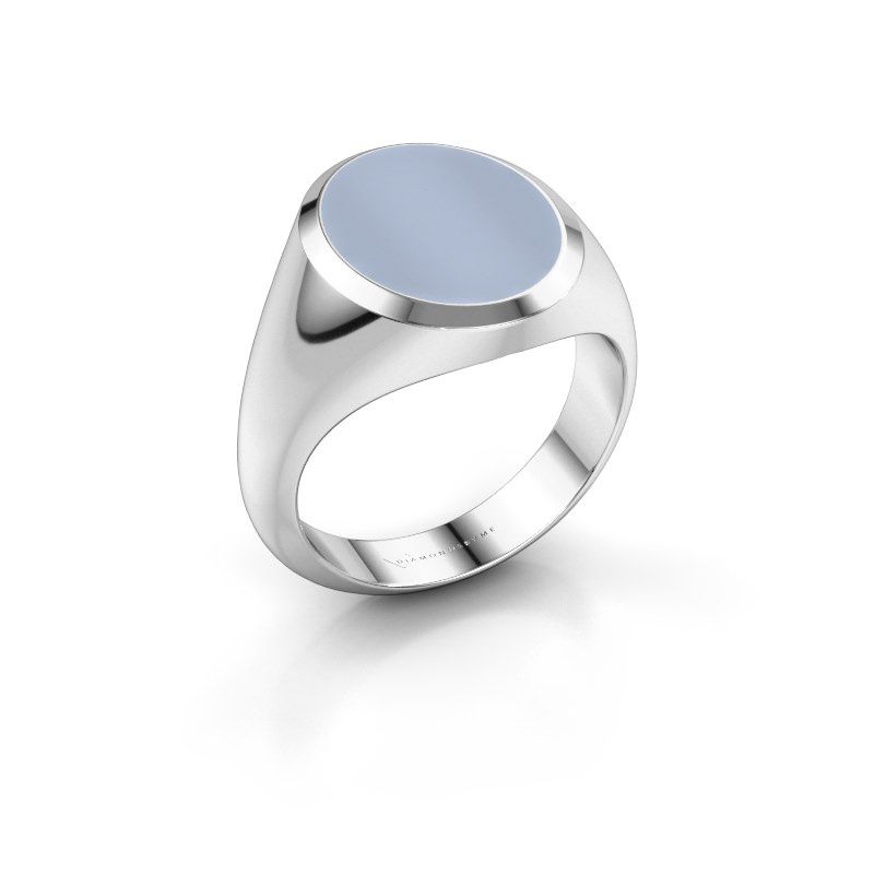 Afbeelding van Zegelring Herman 4<br/>950 platina<br/>Licht blauwe lagensteen 15x12 mm