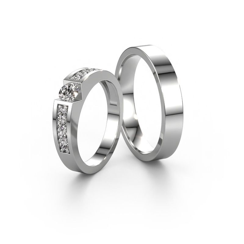 Wedding rings set WHE0652LM14AP ±4x1.7 mm 14 Carat gold diamond 0.30 crt
