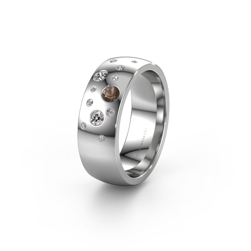 Wedding ring WH0141L26BP 585 white gold smokey quartz ±7x2 mm