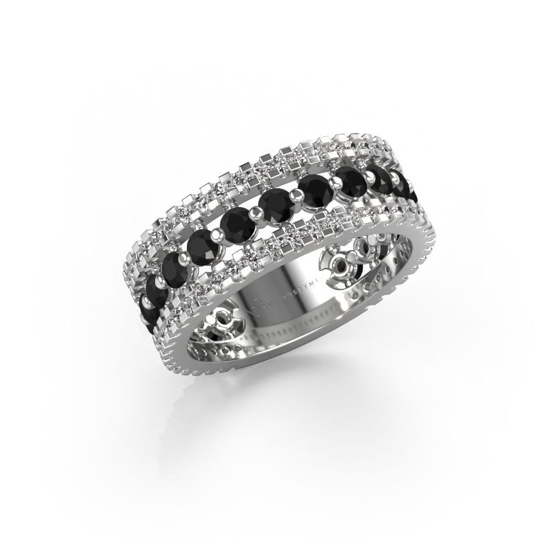Ring Elizbeth 2 585 white gold black diamond 1.994 crt