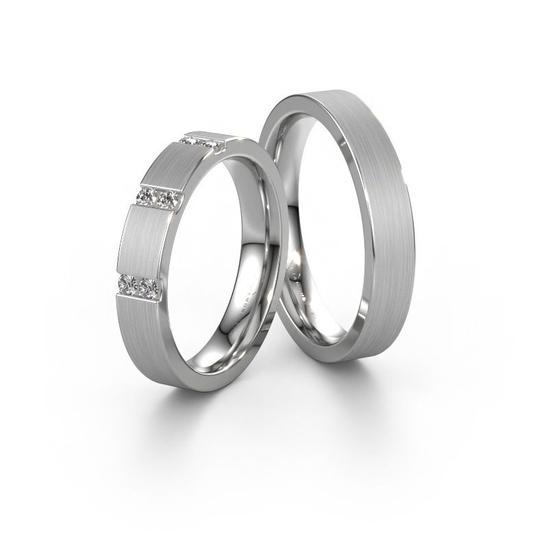Wedding rings set WH2133LM14BM ±0.16x0.08 in 14 Carat white gold diamond 0.03 crt