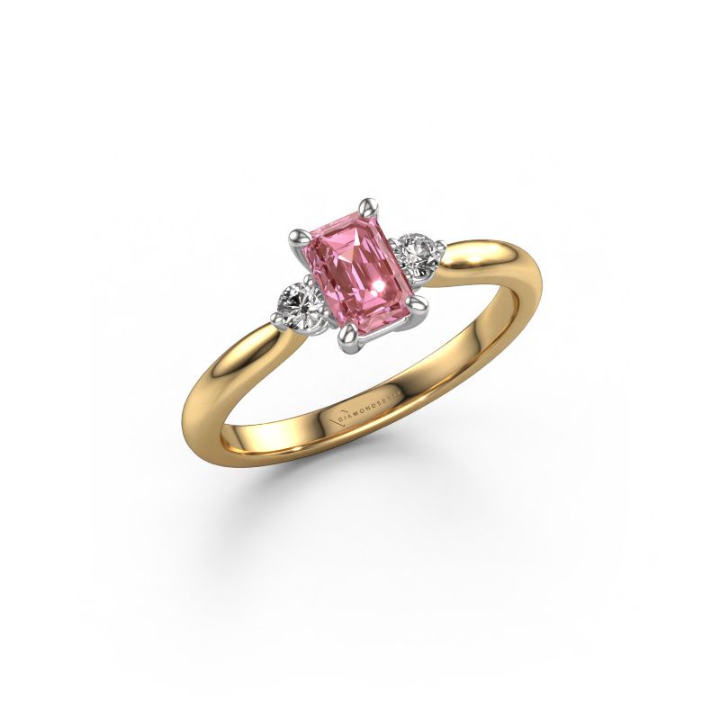 Engagement ring Lieselot EME 585 gold pink lab grown diamond 6x4 mm