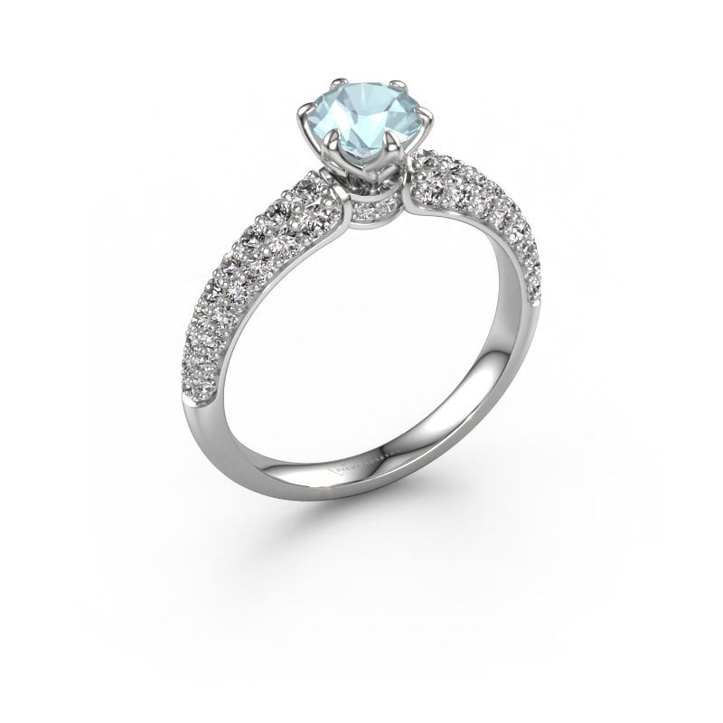 Engagement ring Meryl 585 white gold aquamarine 5.7 mm