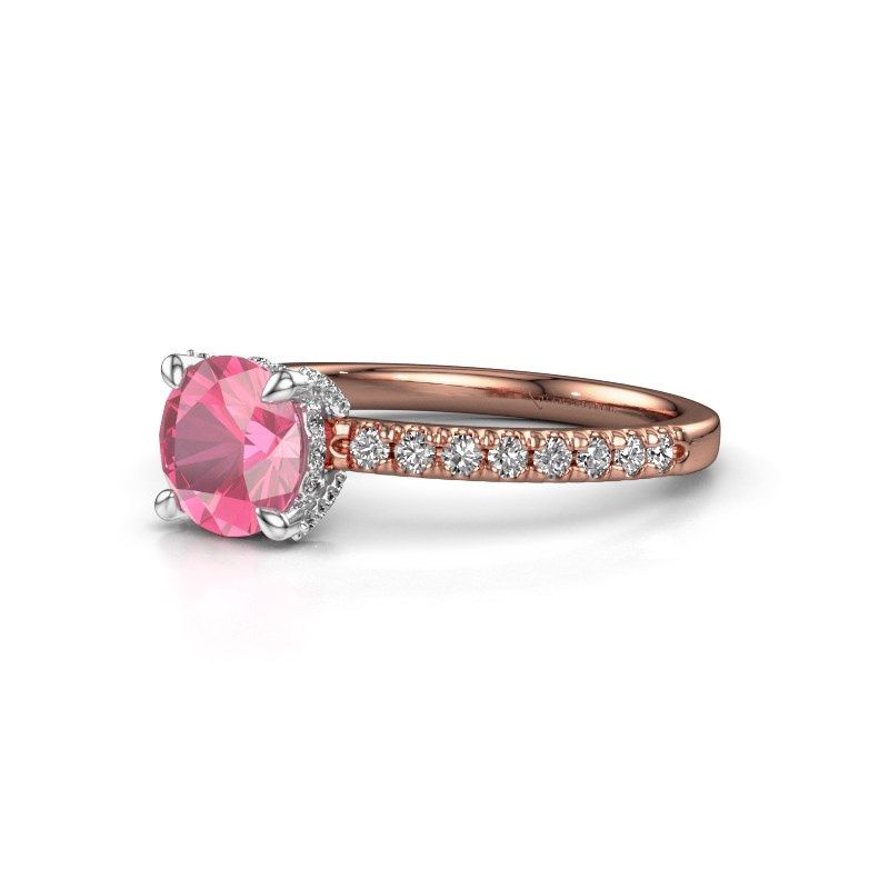Image of Engagement ring saskia rnd 1<br/>585 rose gold<br/>Pink sapphire 6.5 mm