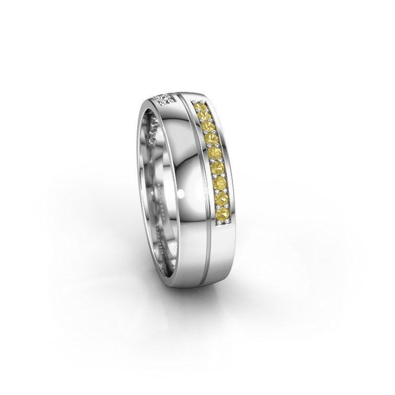 Image of Wedding ring WH0213L26AP<br/>585 white gold ±6x1.7 mm<br/>Yellow sapphire