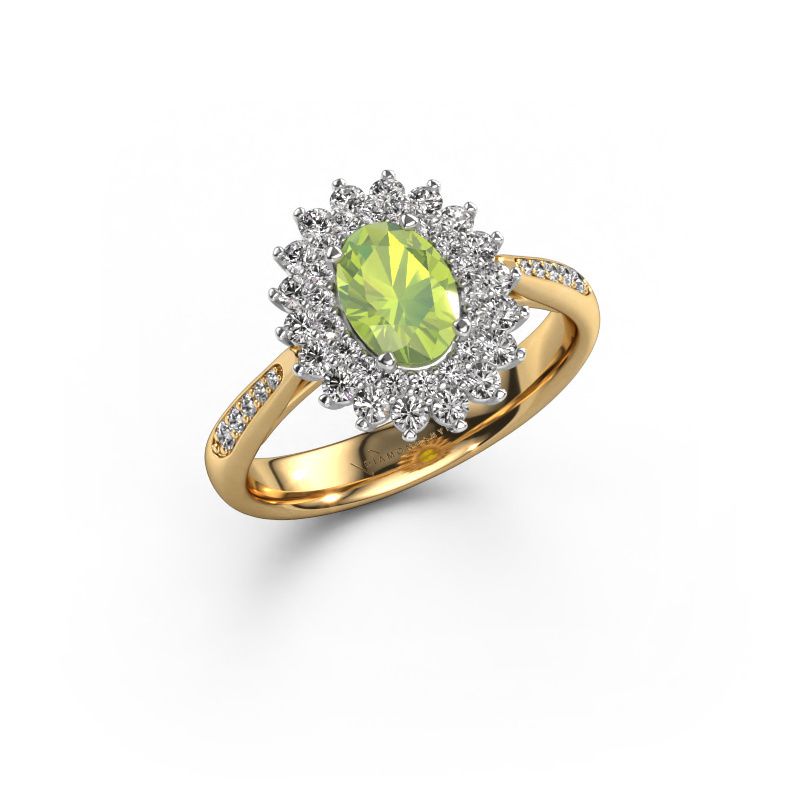 Engagement ring Alina 2 585 gold peridot 7x5 mm