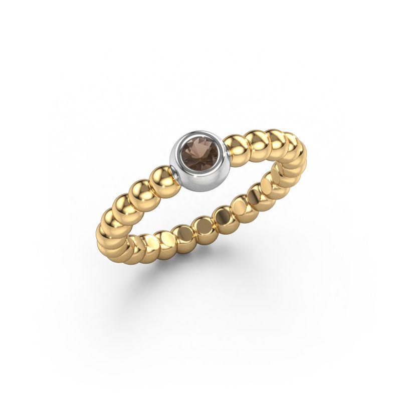Stackable ring Dini 585 gold smokey quartz 3 mm