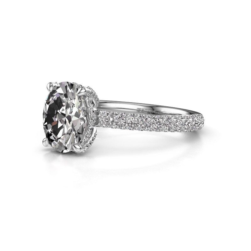 Image of Engagement ring saskia 2 ovl<br/>585 white gold<br/>Zirconia 9x7 mm