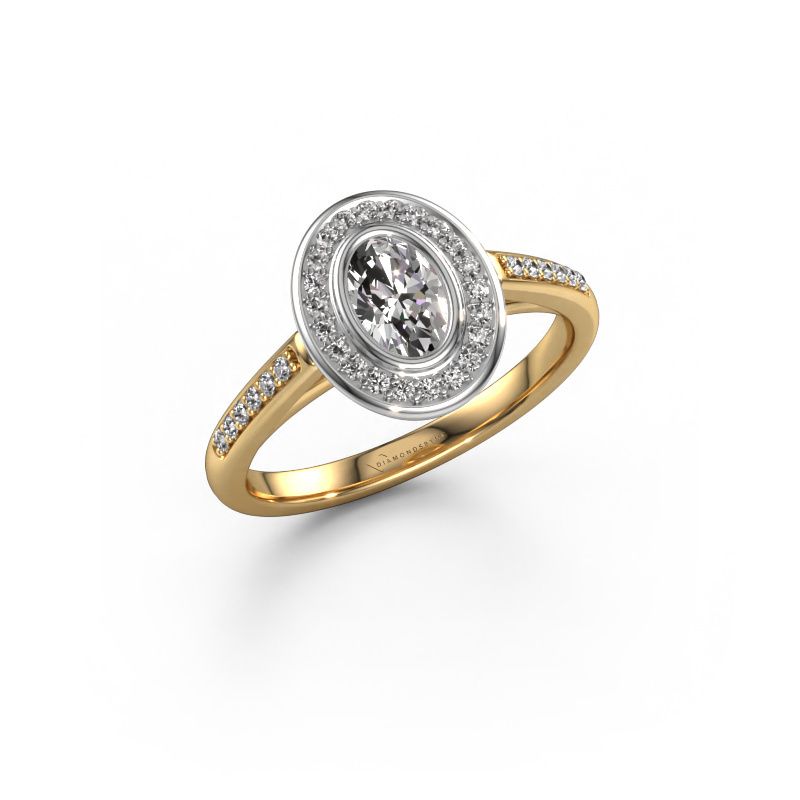 Verlovingsring Noud 2 OVL 585 goud zirkonia 6x4 mm