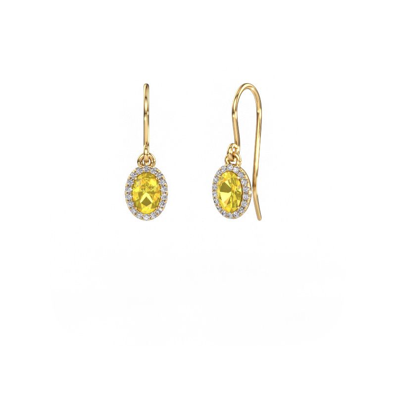 Drop earrings Seline ovl 585 gold yellow sapphire 6x4 mm