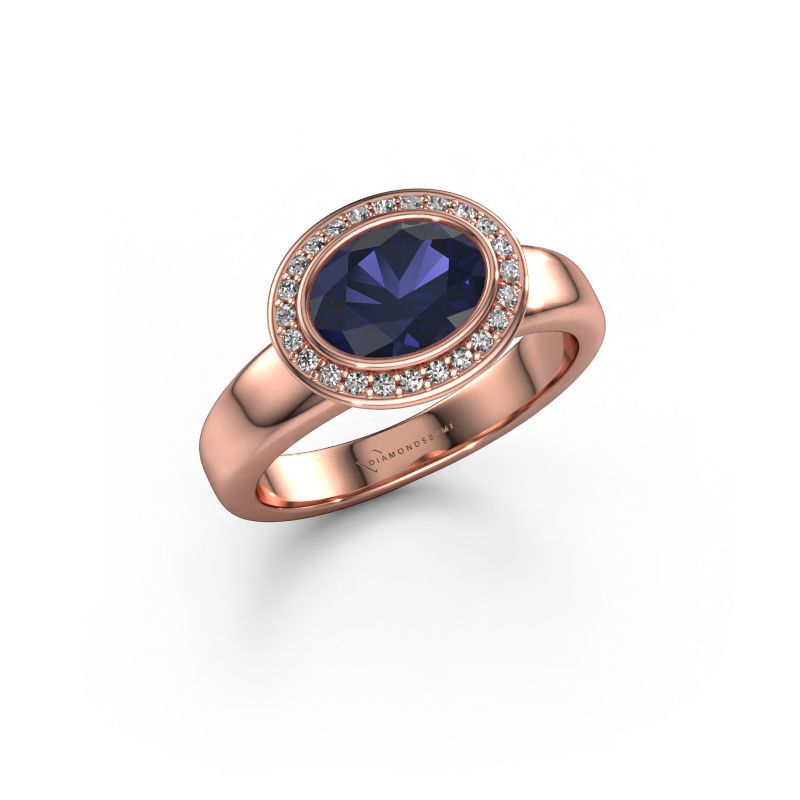 Bague Salena 585 or rose saphir 8x6 mm