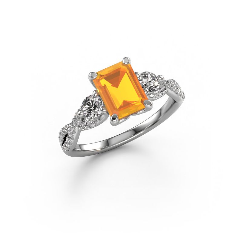 Bague de fiançailles Marilou EME 585 or blanc citrine 8x6 mm