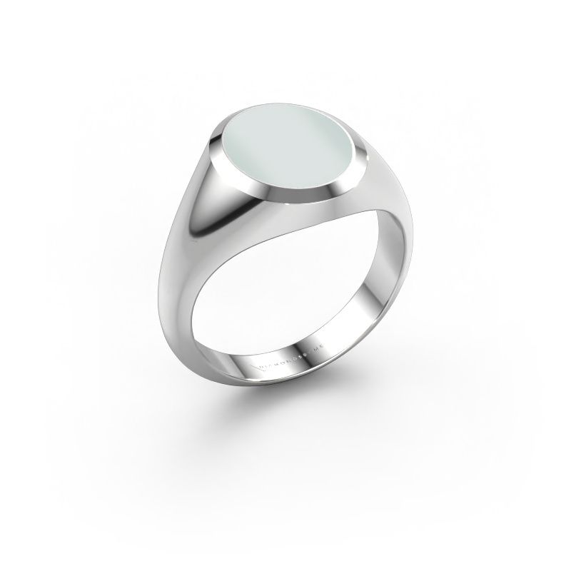 Zegelring Herman 2 585 witgoud groene lagensteen 12x10 mm
